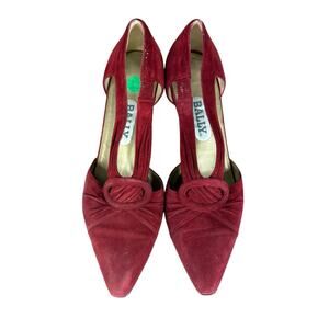 Bally Red Suede Cutout Pumps with Knot Detail Kitten Heel Shoes Women’s 7 M
